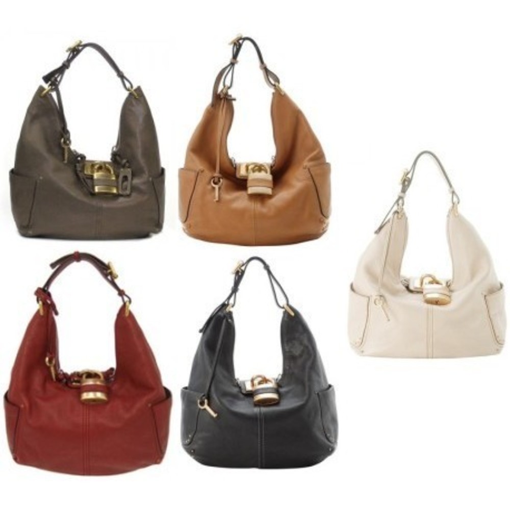 Chloe Small Hobo Leather Shoulder Bag Gray